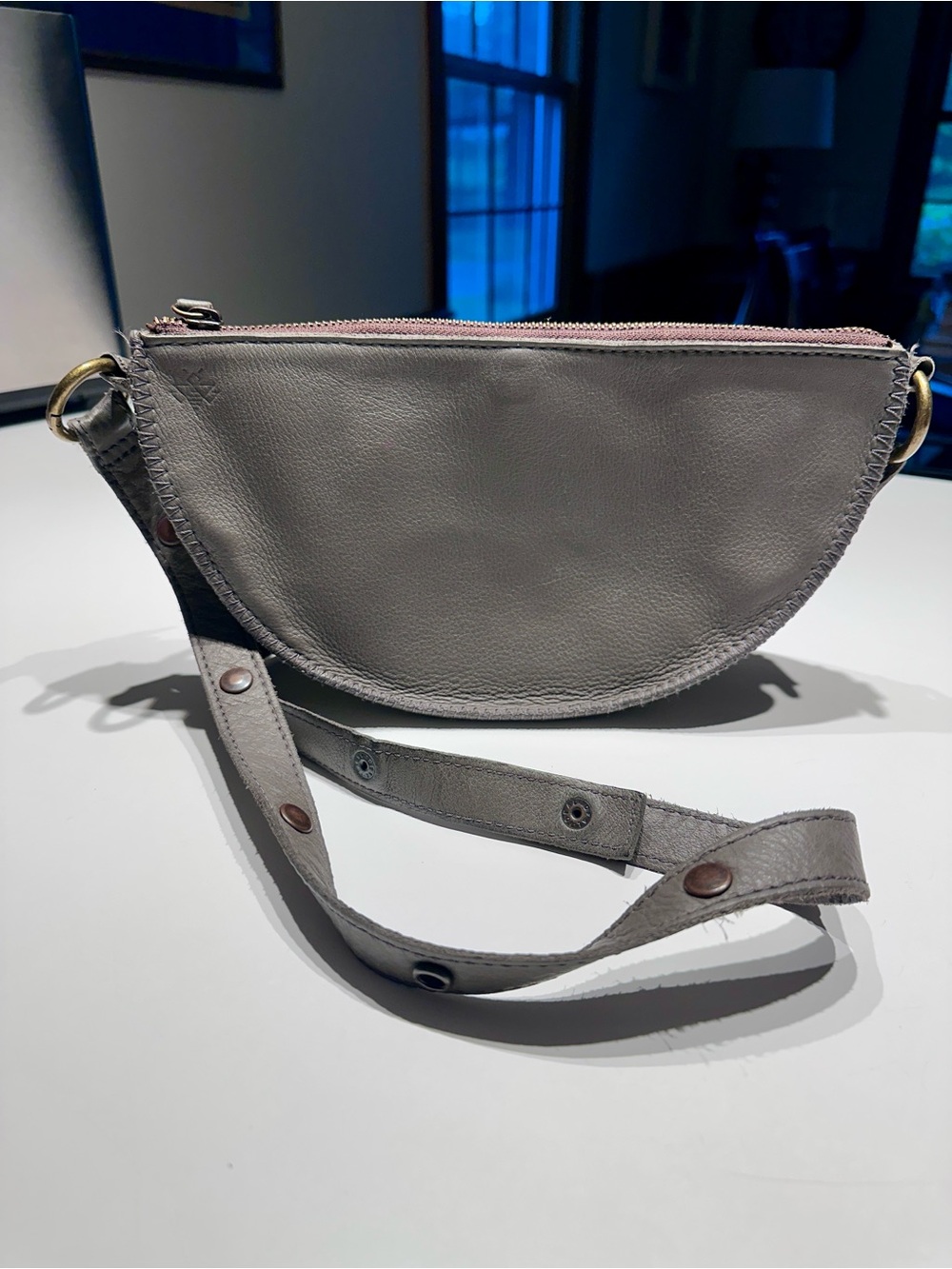 Lyons Leather Co. “The Bee” Bag in Stone - 10” x 5” x 2.5” - Picture 2 of 14